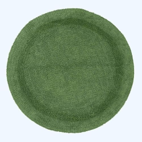 HOMESCAPES Tapis de Salle de Bain Rond, 1600 g/m², Extra Doux, 100% Coton, réversible, antidérapant, Lavable, Super Absorbant, séchage Rapide, 80 cm Vert Bouteille