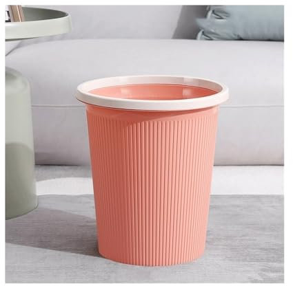 GBEVAUEIO Bacs de Recyclage Corbeille à Papier Rose sans Couvercle avec Anneau de Pression, Corbeille à Papier en Plastique rayé for la Maison, la Cuisine, Le Bureau Corbeille à Papier(Petit)