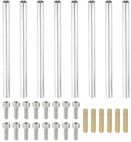 PATIKIL 70mm (2,8) Runde Hülsenmutter Kupplungsmuttern-Set, M4 Gewindehülse Stangen-Hardware mit vollständigem Gewindestab Steckschrauben für Lampenmodell-Möbel DIY-Reparaturteil