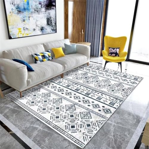 RUGMRZ Schreibtisch Teppich Spiel Teppiche Grau-Blaue geometrische Dekoration Gepunktete Linie kann angepasst Werden Schlafzimmer Bettumrandung 160X230CM