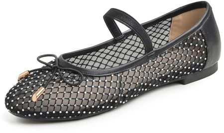 BREEZE NOUTHERLY Ballerina in Vernice Colorata con Cuscino in Memory Foam per amaretti da Donna Diamante Nero 38 EU
