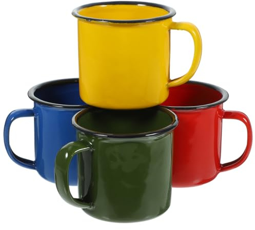 ABOOFAN Enamel Juice Mug 11.42Oz Multi-Function Household Water Cup with Anti-Slip Handle Retro Design for Kitchen Office Outdoor