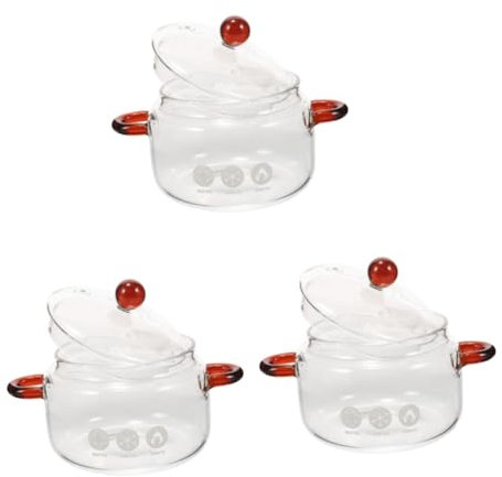 Amosfun 3 Pezzi bruciatore gas bistecchiera elettrica fornacella elettrica electric stove forno casseruola con beccuccio pentola per zuppa da cucina pentole resistenti al calore Bicchiere