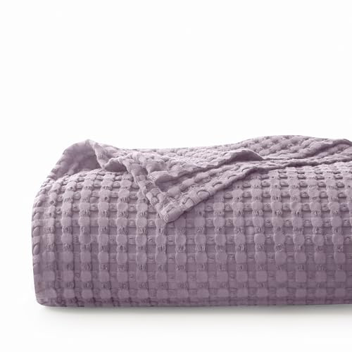 CHUFFED 100% Baumwolldecke 150 x 200 cm Tagesdecke Waffelpique Decke Weiche & Atmungsaktive Leichte Oeko-TEX® Zertifiziert-Sofa Couch Überwurf Bettüberwurf Kuschedecke Bettdecke Loran Violett