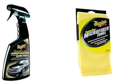 Meguiar's G7716EU Gold Class Carnauba Plus Cire Spray Premium Quik 473ml - Avec Serviette Microfibre Nettoyage Voiture Supreme Shine 1 Pièce