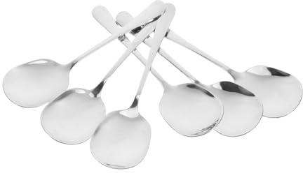 Abaodam 6 Cucchiai da Portata in Acciaio Inox, Argento, 6 Pezzi, Grandi e Lavabili in Lavastoviglie, per Cucina, Buffet e Riunioni Familiari