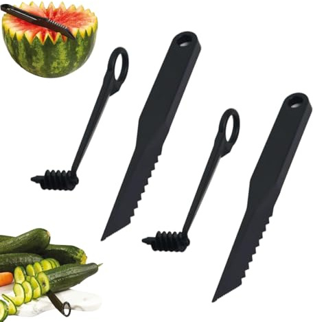 Kitchen Spiral and V-Shaped Tools, Spiral Slicer Blade Hand Slicer Cutter Potato Cucumber Vegetables Spirals Knife Kitchen Accessories Tool, Carving Fruits and Vegetables (2 Set)