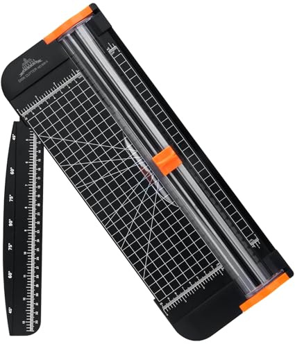 A4 Paper Cutter 12 Inch Titanium Paper Trimmer Scrapbooking Tool with Automatic Security Safeguard and Side Ruler for Craft Paper, Coupon, Label and Cardstock