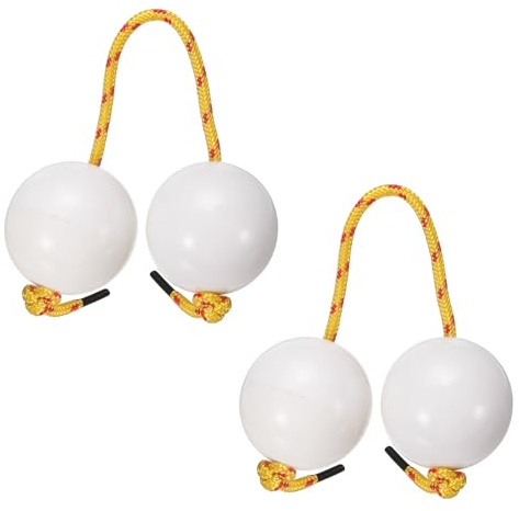 YELARXI Rhythm African Shaker Kashaka Shaker Ball Kashaka Hand Percussion Instruments with Yellow Rope, Fit for Adults Wedding Party Musical Class Show (2 Pack, White)