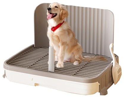 Hundetoilette mit Spritzschutz - XXL Hunde WC Katzentoilette mit herausnehmbarem Gitter & weisser Wanne - Schnellreinigen, lecksicher