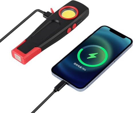Qkbuza Lampe de travail LED | Lampe de travail LED rechargeable | Lampe de poche rechargeable pliable pour camping, atelier, garage, automobile