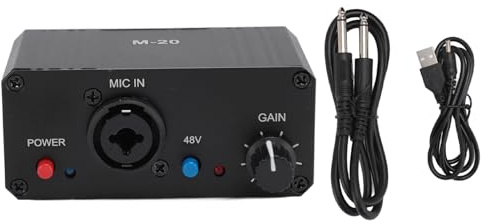 Aramox Mic Preamp Mikrofon Verstärker Mikrofonvorverstärker, Hoher Verstärkung 48 -V - Leistung XLR Ausgangs Mikrofon Vorverstärker, Ideal für Studioaufnahmen und Live Streaming