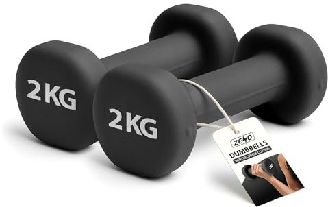 ZENO Dumbbells Set Of 2 | Dumbbells for Women | Hexagon Neoprene Weights | Hand Weights for Women | Anti-Slip & Sweat Resistant Dumbells (2 X 2KG Black)