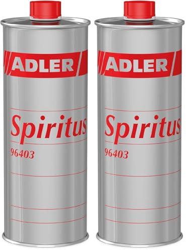 ADLER Spiritus - 1 L - Hochwertiger Spiritus Verdünnung, Reiniger und Brennstoff. Der Allrounder für Haushalt, Auto, Gewerbe und Industrie (Packung mit 2)