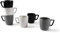 Excelsa Eclipse Lot de 6 tasses Mug 230 ml, céramique, blanc, noir et gris