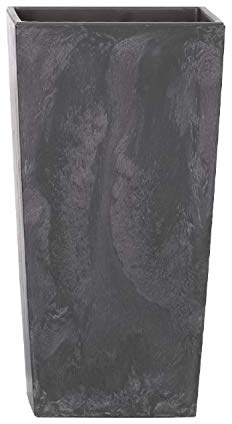 Maceta Alta 49 L Prosperplast Urbi Square Effect de plástico con depósito en Color Antracita, 61 (Alto) x 32,5 (Ancho) x 32,5 (Profundo) cms