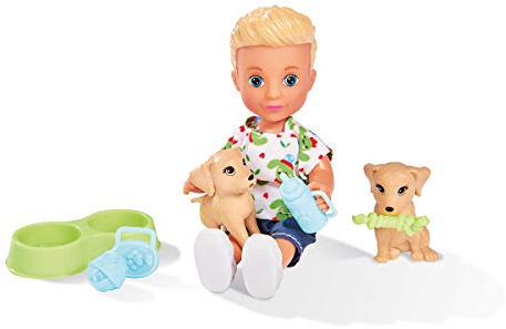 Simba Evi Love Timmy in süßem Outfit mit Zwei Hunden und viel Zubehör / 12cm / Für Kinder ab 3 Jahren