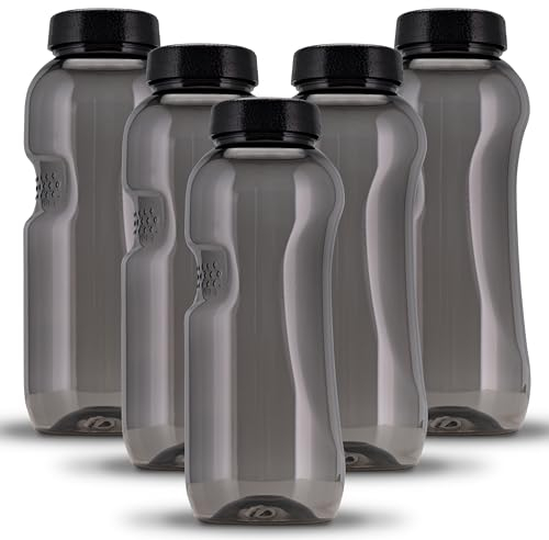 Kavodrink 5 x Tritan Trinkflasche 0,5L Wasserflasche schwarz Sportflasche BPA frei Flasche 500ml