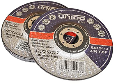 5 Stück Trennscheibe Ø 125mm, 2,5mm Stärke, gekröpft, 22,23mm Aufnahme für handgeführte Winkelschleifer. Geeignet für Stahl Edelstahl Inox Metall Stein etc.
