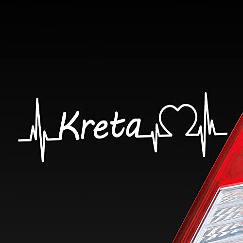 Hellweg Druckerei Auto Aufkleber Kreta Puls Herzschlag Fun Sticker Heckscheibenaufkleber Autoaufkleber mit Insel Motiv