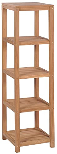 KTHLBRH (Blitzlie ferung) Aufbewahrung DVD + CD-Regal Bücherregal, multifunktionales Regal, Mit Glastür, für Wohnzimmer, Schlafzimmer, Küche Badezimmerregal mit 4 Etagen Teakholz Massiv 42x42x165 cm