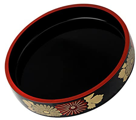 UPKOCH 11.6 Inch Round Sushi Serving Plate, Black ABS Plastic