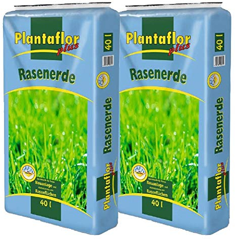 HaGaFe Plantaflor Plus Rasenerde Spezial Erde für Rasen Neuanlagen und Ausbesserungen 2X 40 Liter (80 Liter)