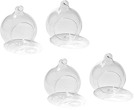 Lot de 10 Boules en Verre à Suspendre – Transparentes, diamètre 8 cm – Bougeoirs ou décorations pour Mariage, Noël, fête ou Terrarium