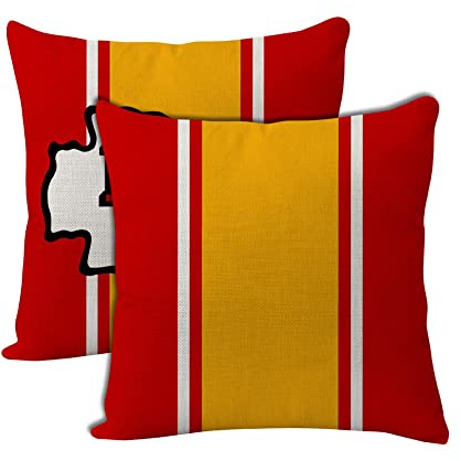 2pcs Football Style Throw Pillow Covers 18 x 18 Inch Linen Material Pillow Case Decoration for Kansas City Home Sofa Couch
