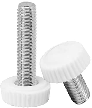 FEEIMOL Rändelschraube Kunststoff Plastik Rundkopf Rändelknopf Flügelschraube Weiß M6x10mm (20 Stück)