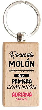 Lote 30 llaveros primera comunión personalizados frase Recuerdo Molón - Llaveros Madera Originales, Regalos, Detalles y Recuerdos de Comunión