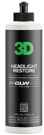3D GLW Series Headlight Restore – 2-Step Kit Removes Oxidation, Scratches & Yellowing | UV Protection for Clear Headlights & Safer Driving | Made in USA - 8 oz