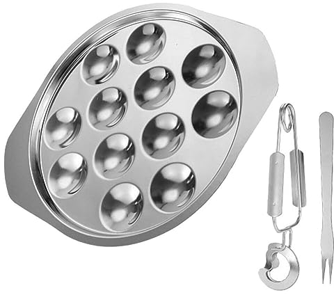 UPKOCH Stainless Steel Escargot Baking Dish Escargot Serving Plate for Home Cooking Heat Resistant Snail Baking Pan Useful for Dinner Plates