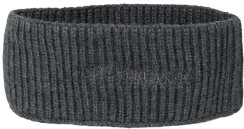 styleBREAKER Damen Strick Stirnband Logo Stick, Dunkelgrau meliert | Perlrippen-Muster, 20 cm Bundweite ungedehnt, 8 cm breit, passend für 46-58 cm Kopfumfang, schützender Ohrenwärmer.