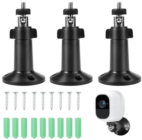 3 Pièces Support Mural pour Caméra, Support pour Caméra de Sécurité, Support Mural de Sécurité Réglable en Métal, 360 Degree Réglable Support Camera pour Exterieur Intérieure