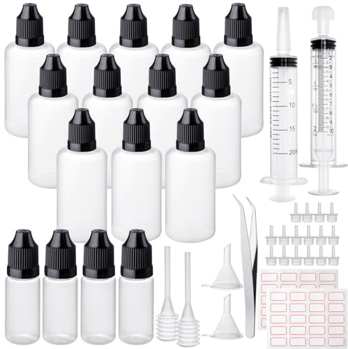 16Stk Tropfflasche Spritzflasche Quetschflasche Liquid Flaschen 50ml/10ml | 12 Dosierflasche 50ml+4 Squeeze Flasche 10ml mit Kindersicherung Deckel, mit Trichtern, Etiketten, Tropfer, Spritze, Pinzette