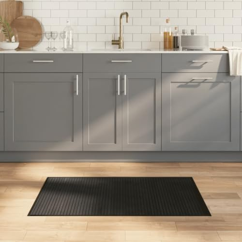 vidaXL Alfombra Rectangular bambú Negro 60x100 cm, Alfombra de área, Alfombra de Sala de Estar, Alfombra de Cocina, Alfombra de Piso