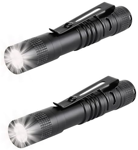 LIAISIMI 2 Stück Taschenlampe, Tragbare Mini LED Stiftlampe | 9cm Kleine Taschenlampe, IPX4 Stiftlampe, Mini Pen Light für Inspektion, Wandern, Haushalt, 1*AAA-Batterien(Nicht Enthalten)