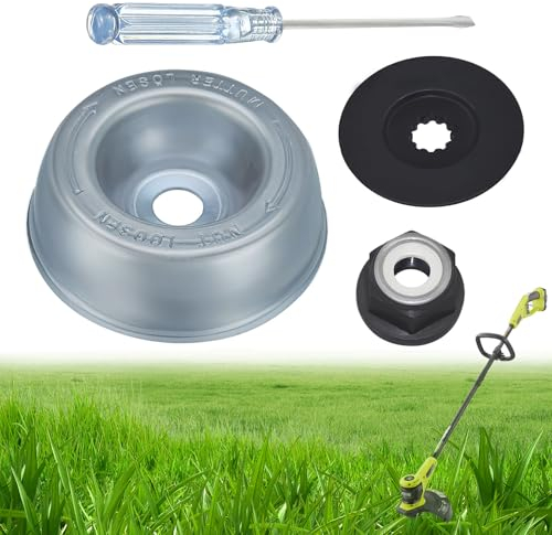 JAMSSOW 4 Stück Gartenmaschine Rasenmäher Klingenadapter für Stihl Freischneider Kit Schubscheibe,Rider Platte, Kragen Mutter, Wartung Schraubendreher,Motorsense Zubehör für Stihl