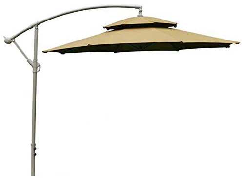 OWOHYG Grand Parasol à Double Niveau de 2,7 m, Suspendu en Porte-à-Faux, Parasol d'extérieur à 8 Nervures, Pare-Soleil Anti-UV pour Plage/Piscine/terrasse/auvent extérieur, Tent