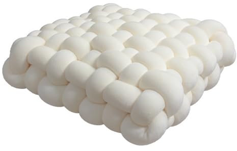 champracer Kopfkissen Knot Kissen,Gewebtes sitzkissen Bodenkissen,Gepolstertes Sitzkissen,Zierkissen Knoten für Einfarbig,Handgewebtes Sofa Rücken Extra Dicke Sitzauflagen (Milchweiß,40 * 40 cm)