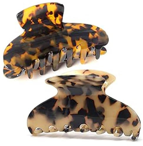 Big Hair Claw Clips Tortoise Shell Large Hair Claw Clips For Thick Hair,3.5 Inch Strong Hold Hairs Jaw Clips Clamps For Women,2 Color Available(2 Pack)