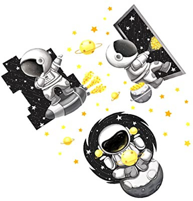 DOITOOL Einfach Zu Installierender 1-teiliger Pvc-wandaufkleber Mit Astronauten-design Wanddekoration Für Zuhause