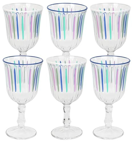 Talking Tables 6 x Weinglas weiß und blau gestreift Trinkgläser für Wein Prosecco Wasser Saft Cocktail Sommer Geburtstag Party Weihnachten Restaurants Catering BBQ 240 ML