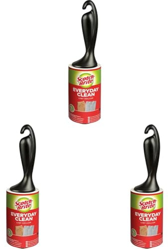 Scotch-Brite Everyday Clean Fusselroller, 1 Rolle 56 Blatt - Fusselrolle für Kleidung und Möbel gegen Fussel oder Tierhaare, Roller ist wiederverwendbar (Packung mit 3)