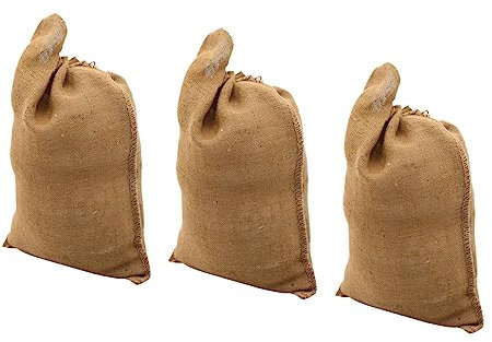 Mikinona Sacchetti Riutilizzabili Per Alimenti 3 Pezzi Sacchetti in Juta Naturale Per Noci E Rifiuti Da Giardino Grandi Vuoti E Versatili