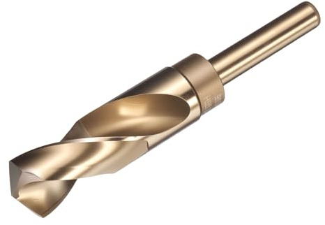 sourcing map 26mm Drill Bit 1/2 Reduced Shank M2 High-Speed Steel | Round Twist Gold Finish 135° Bits for Hard Metal Stainless Steel