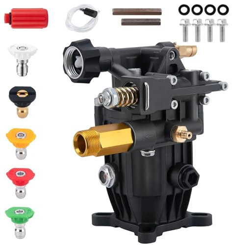 3/4 Horizontal Shaft Pressure Washer Pump – 3300PSI Water Pressure Booster Pump Replacement with 5 Nozzles & Leak-Proof Seals (Compatible with Honda 3/4 Horizontal Shaft Models)