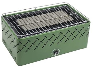 Livona K-BBQ : Barbecue Coréen/Grillades/de Table Portable/Camping – Sans Fumée (Charbon) – Grande Grille (45x27cm) – Système de Ventilation Ajustable - Chromé avec protection - Ventilateur.