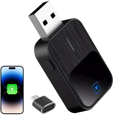 Adaptador Inalámbrico Carplay para iPhone iOS 10+ y Android 11+, 2 en 1 Adaptador Inalámbrico para CarPlay y Android Auto Plug & Play Mejorada de Cable aInalámbrico para Cambio Rápido de Teléfono